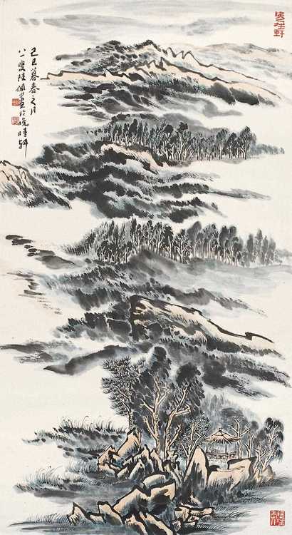 陆俨少 己巳（1989年）作 青绿山水 镜心